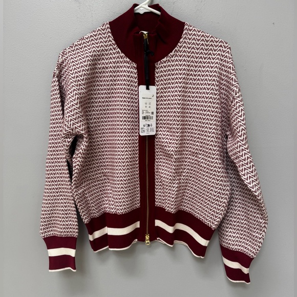 BRAND NEW Varley Red & White Walter Knit Jacket in Small - Picture 7 of 10